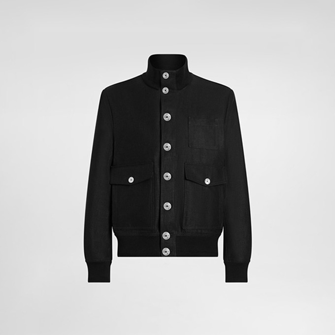 dolce & gabbana linen stand-collar jacket